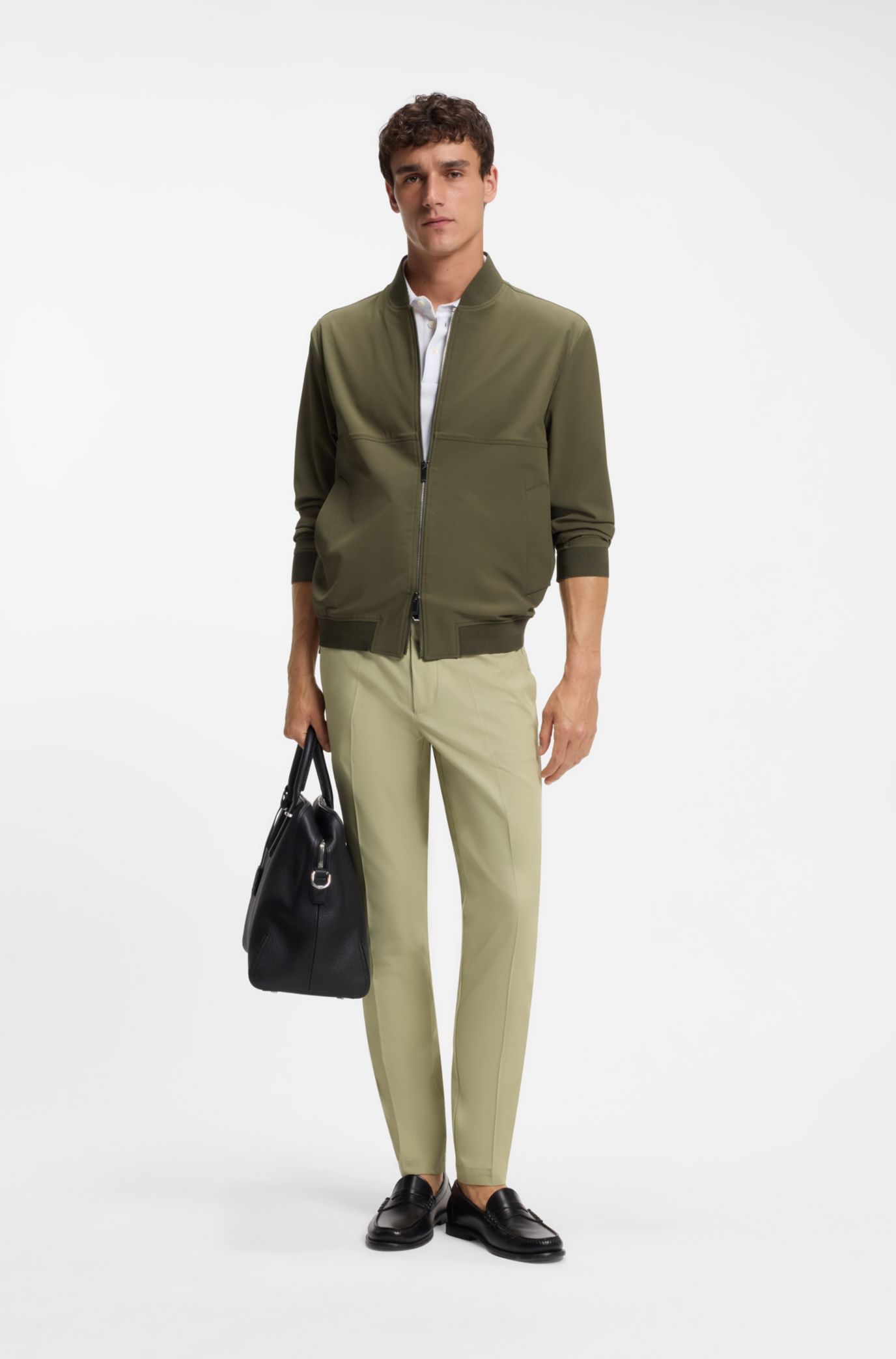 Slim-fit trousers in four-way stretch fabric, Beige