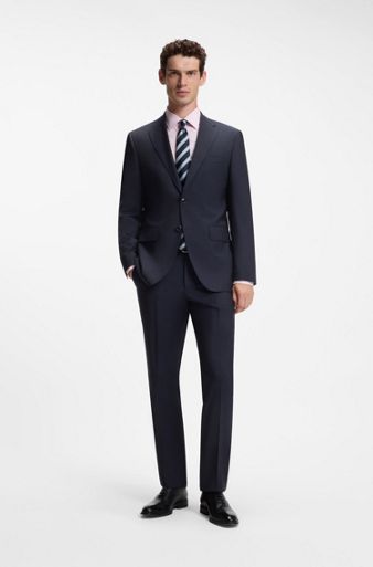 Two-piece regular-fit suit in Italian virgin wool, Dark Blue