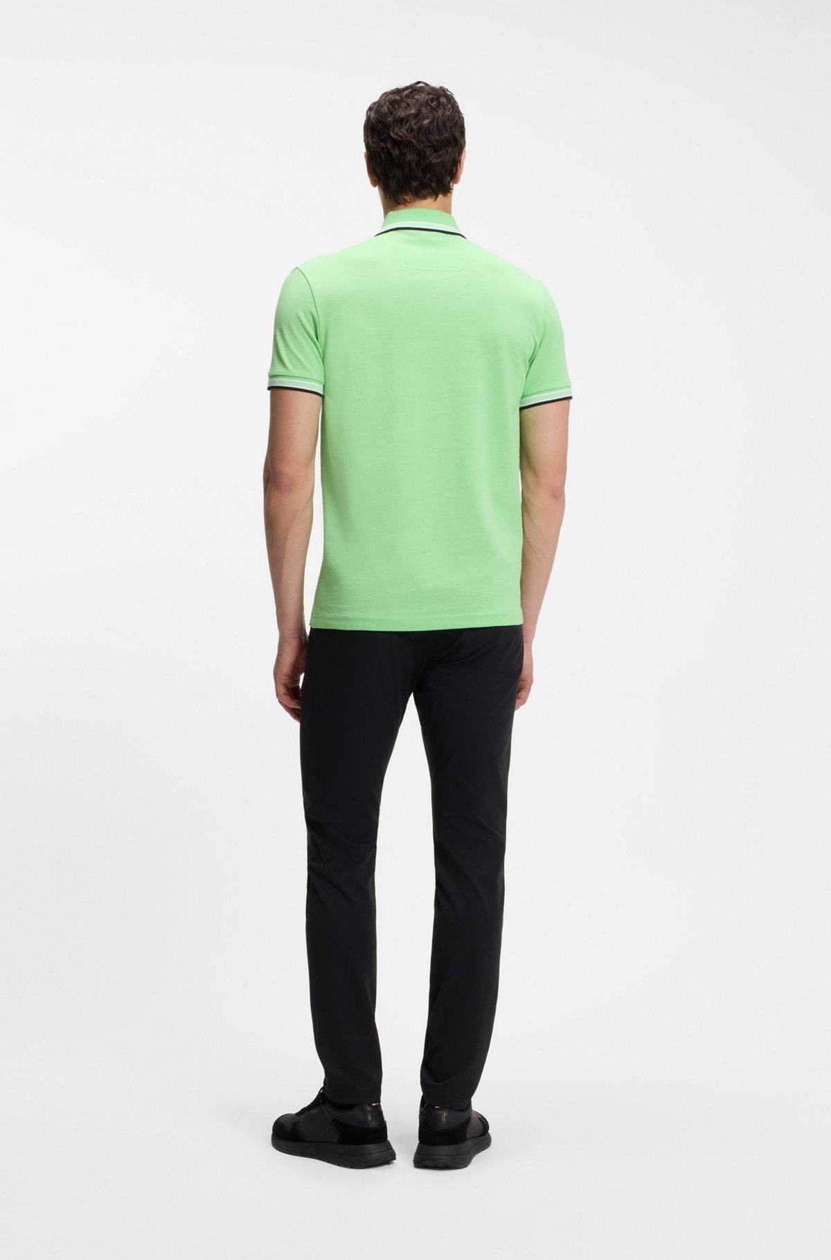 Cotton piqué polo shirt with logo details, Green