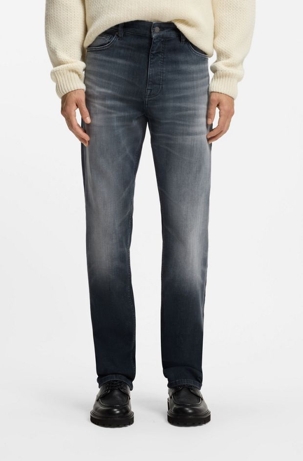 Regular-fit jeans in dark-blue super-stretch denim, Dark Blue