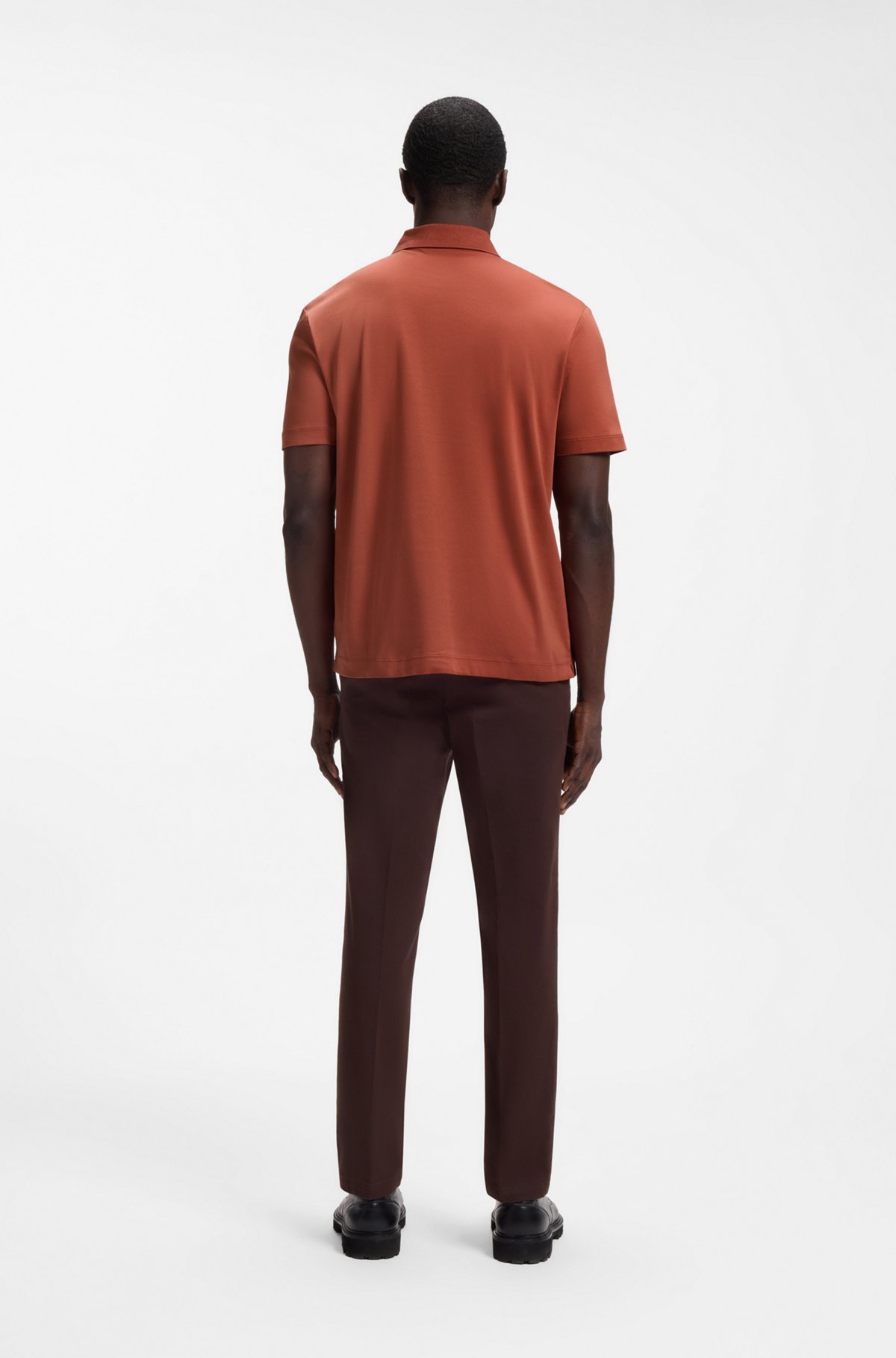 Polo shirt in mercerised cotton with Double B monogram, Orange