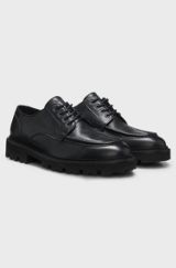 Leather Derby shoes with a constructed lug sole, Black