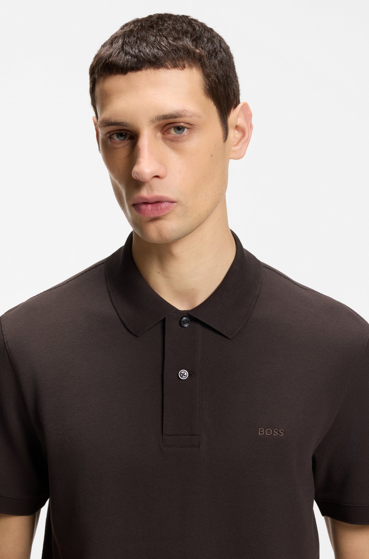 Pallas cotton polo shirt, Dark Brown