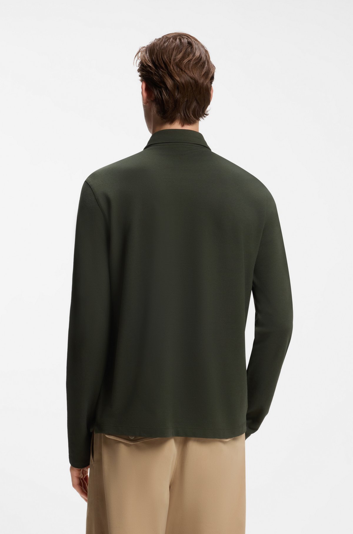 BOSS BY BECKHAM polo shirt in cotton and silk, Dark Green