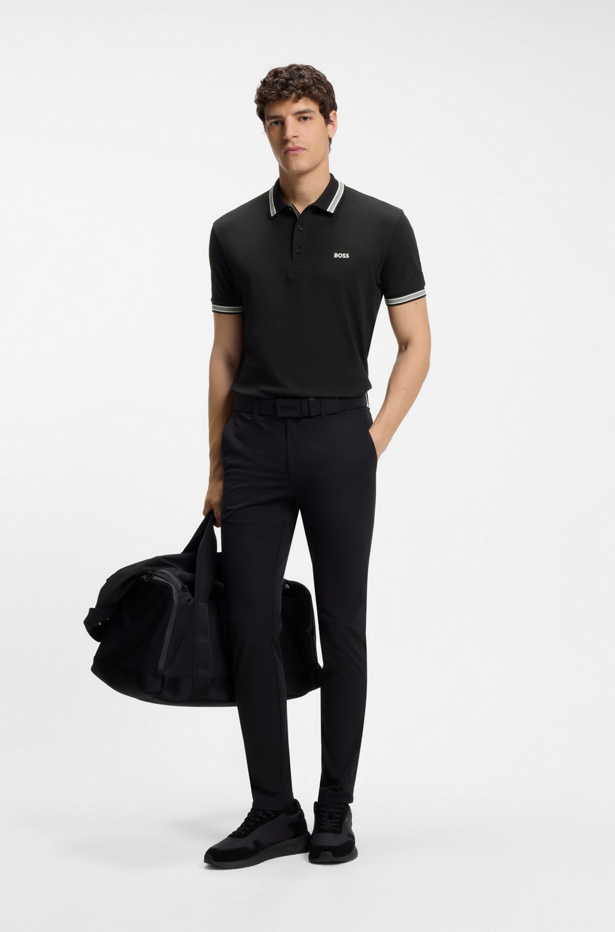 Cotton piqué polo shirt with logo details, Dark Blue