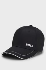 Cotton-twill cap with contrast trims and embroidered logo, Black