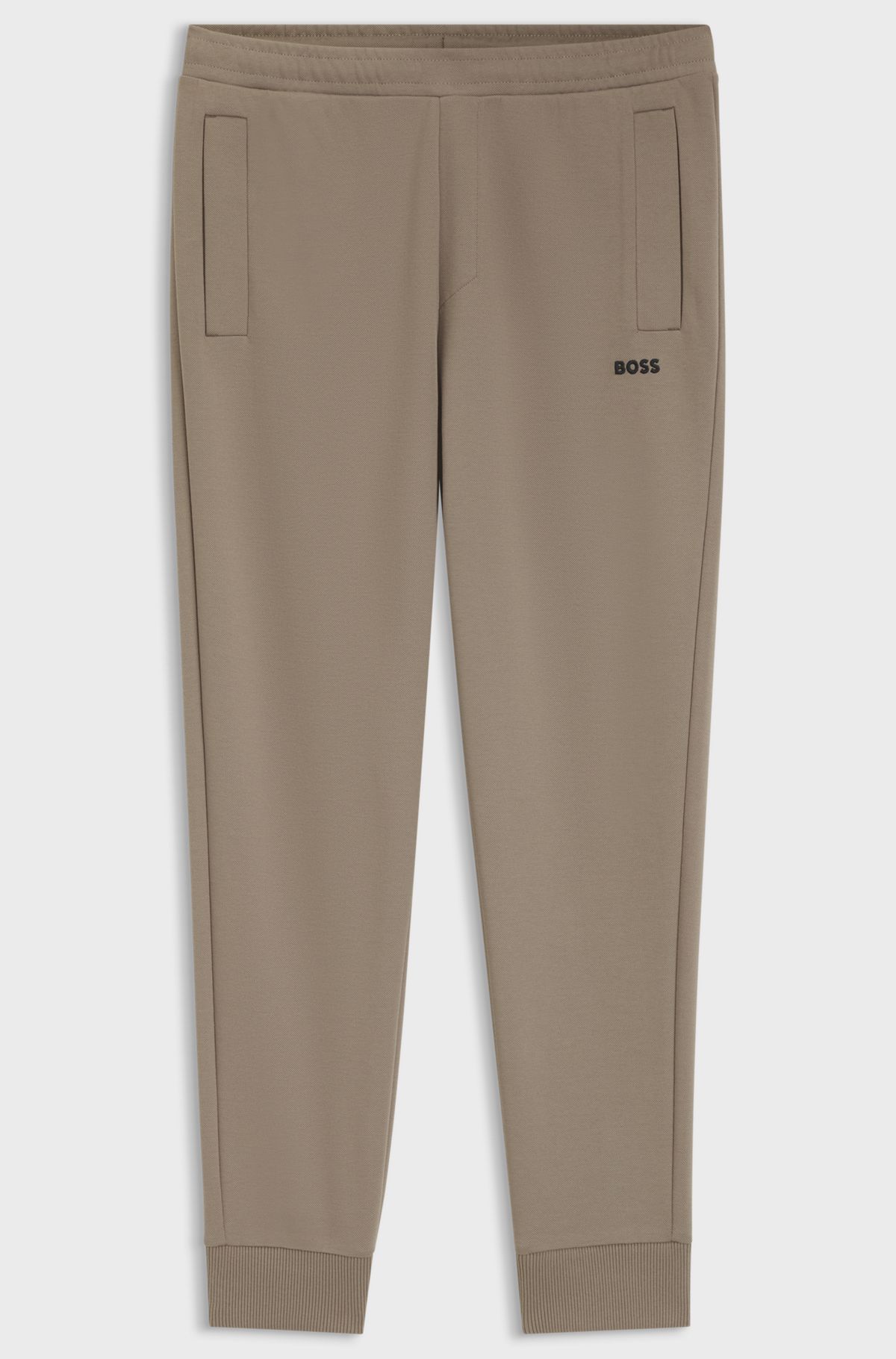 Cotton-blend tracksuit bottoms with embroidered logo, Light Brown