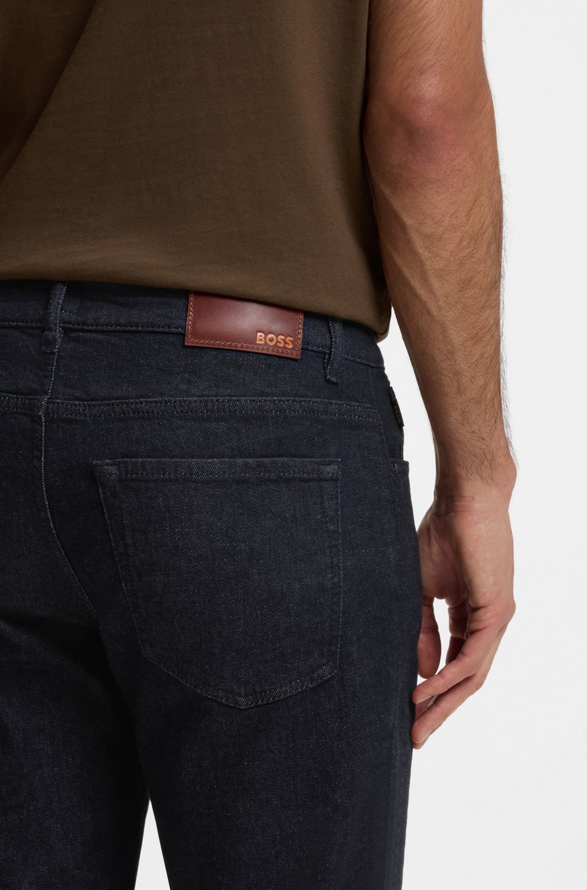 Maine regular-fit jeans in dark-blue stretch denim, Dark Blue
