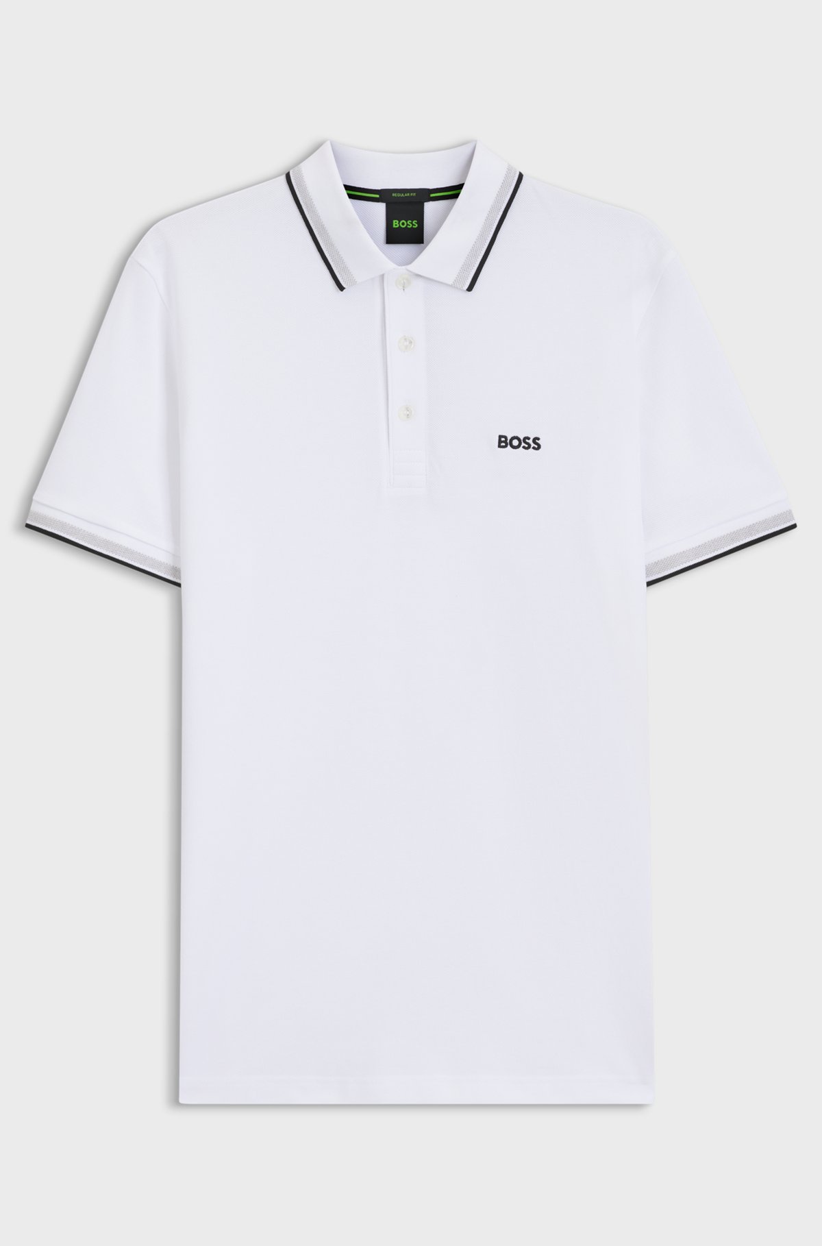 Cotton piqué polo shirt with logo details, White