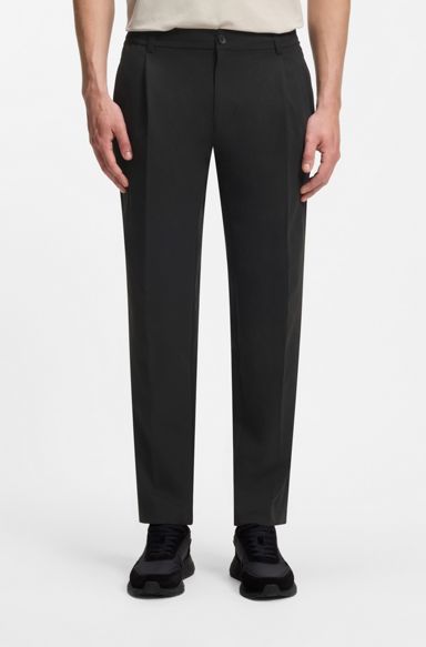 Relaxed-fit trousers with front pleats, Black