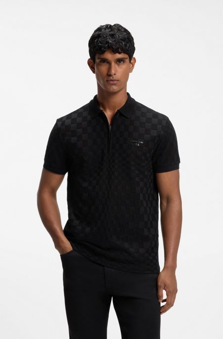 Porsche x BOSS polo shirt with Pasha pattern, Black