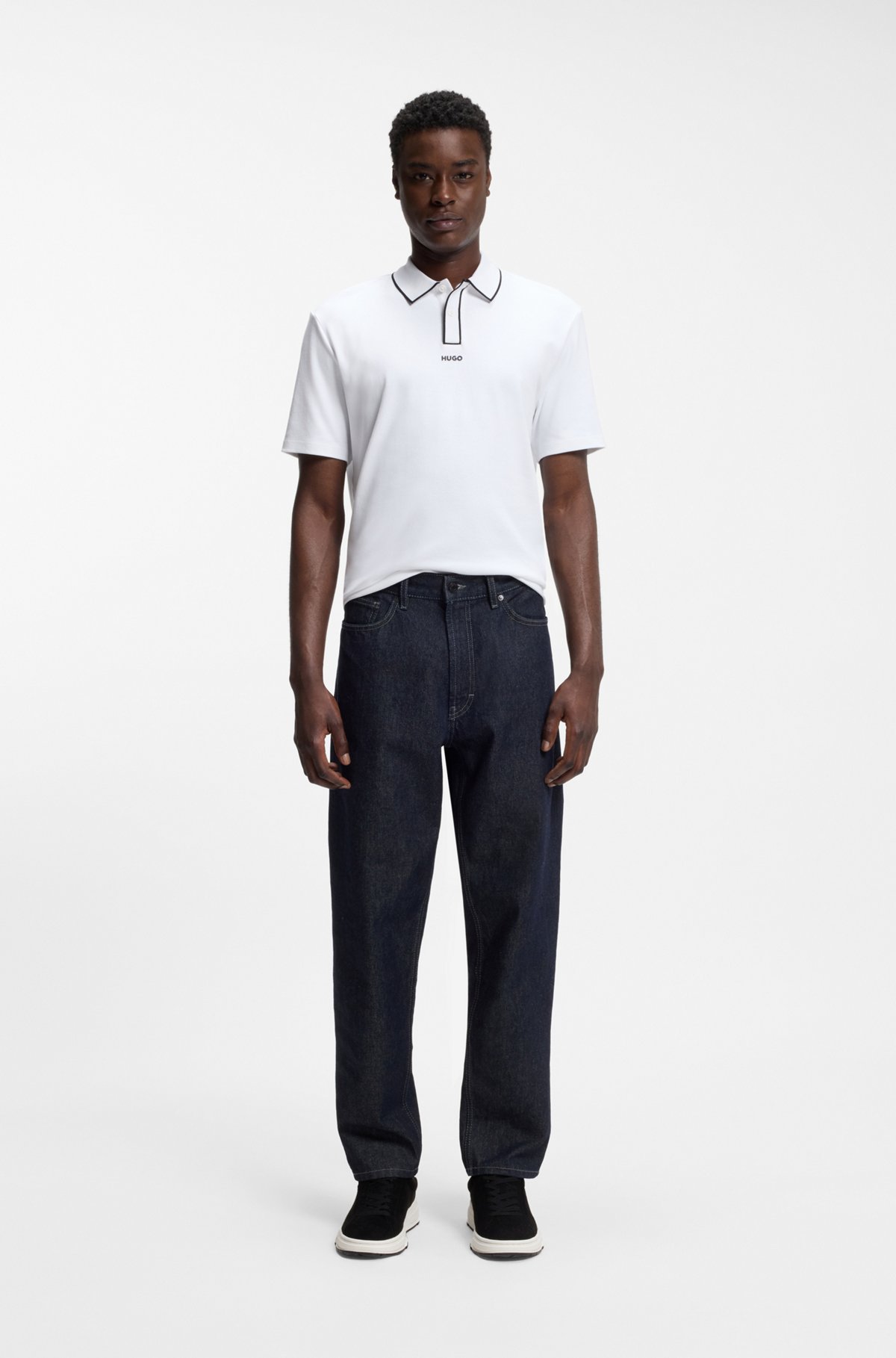 Cotton polo shirt, White