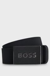 Italian-made leather belt, Black