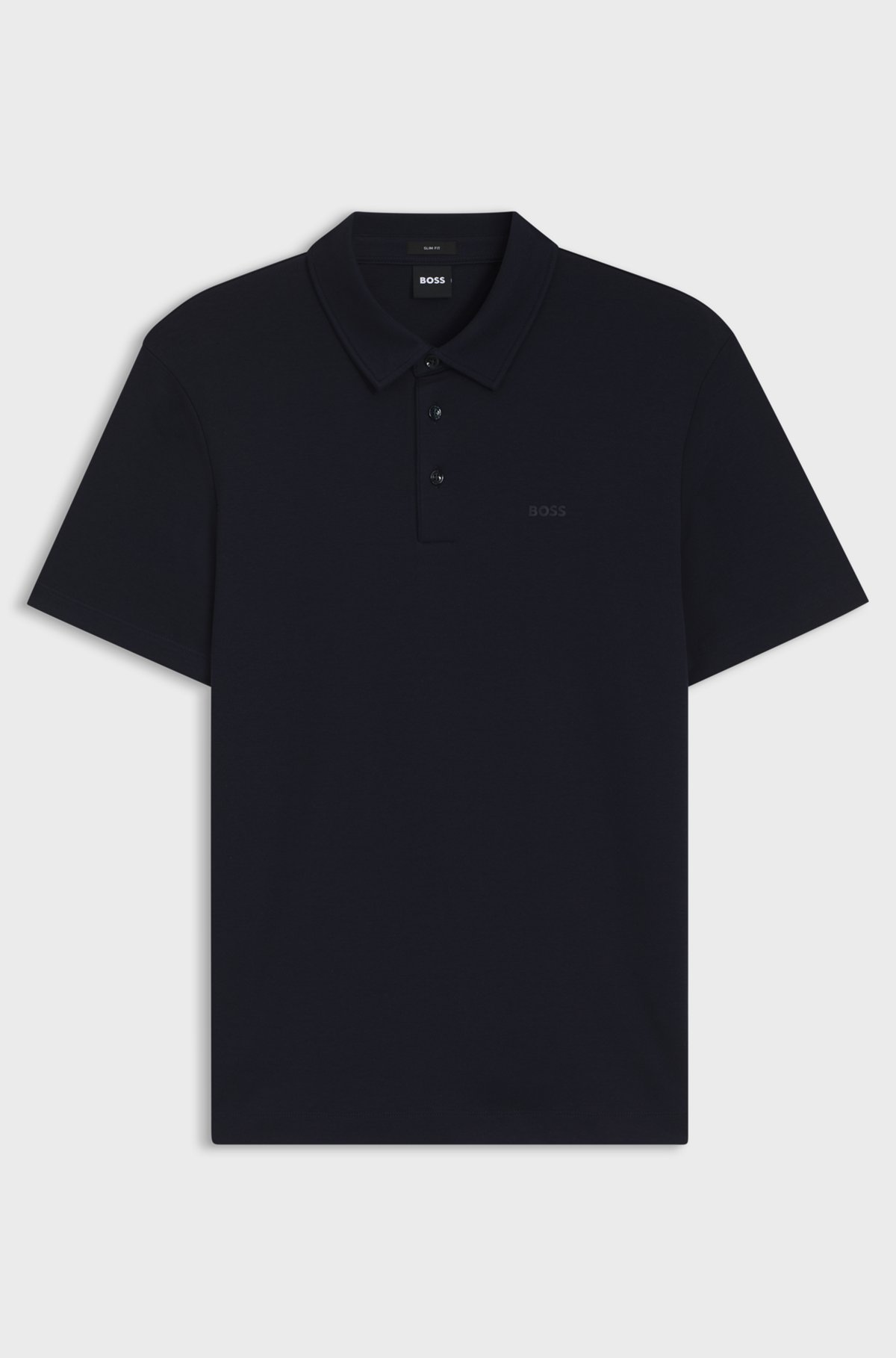 Slim-fit polo shirt in interlock cotton, Dark Blue