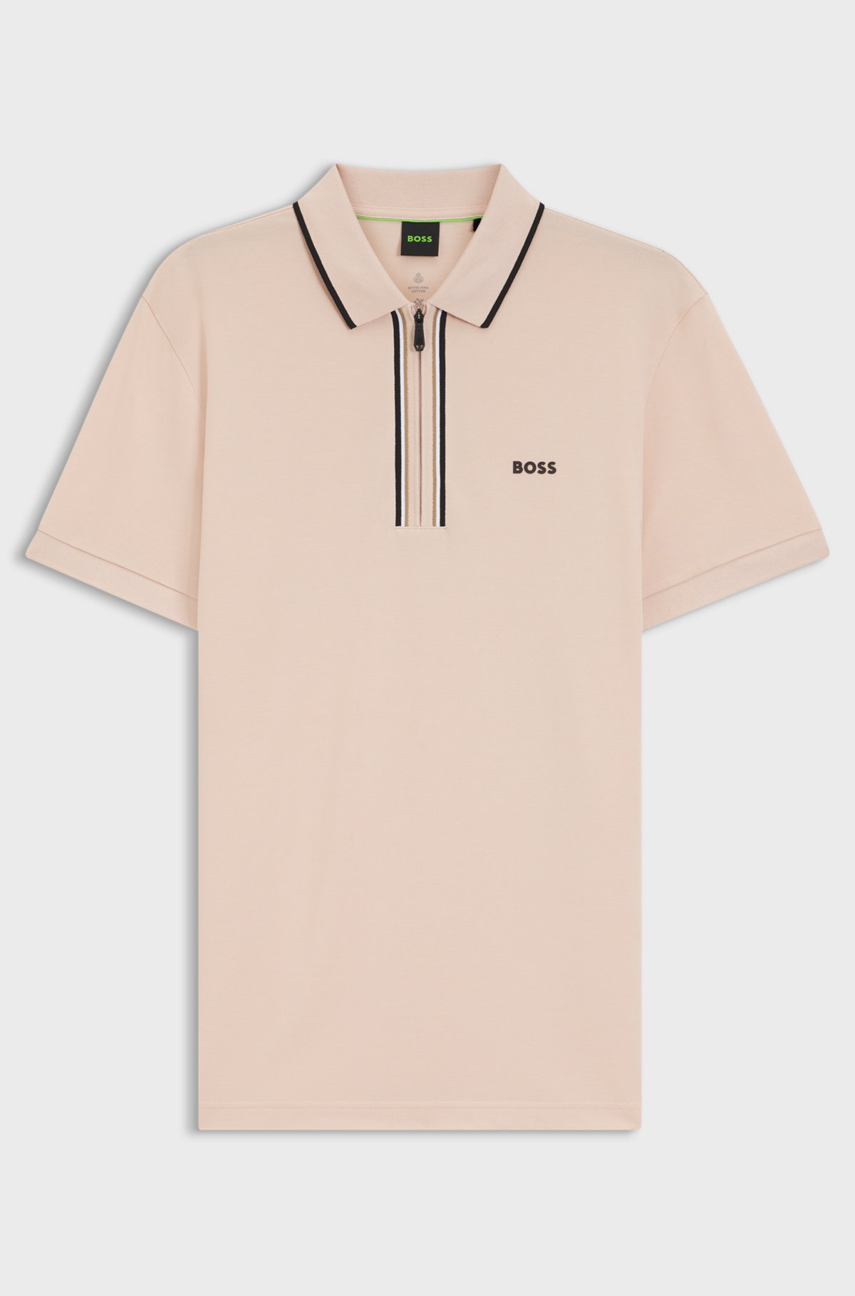 Active Slim-fit polo shirt in moisture-wicking stretch cotton, Light Pink