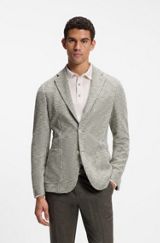 Slim-fit jacket in a patterned cotton blend, Green Patterned