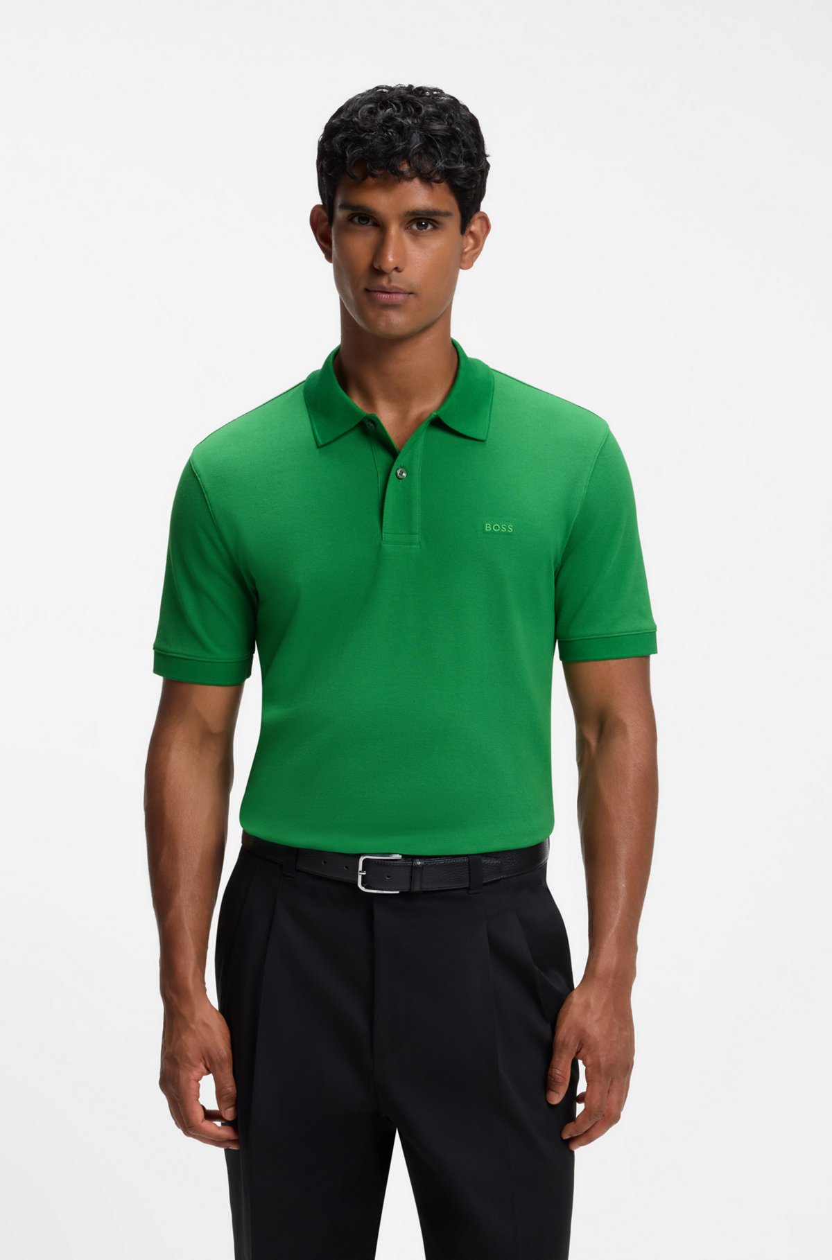 Versatile polo shirt in soft cotton, Green