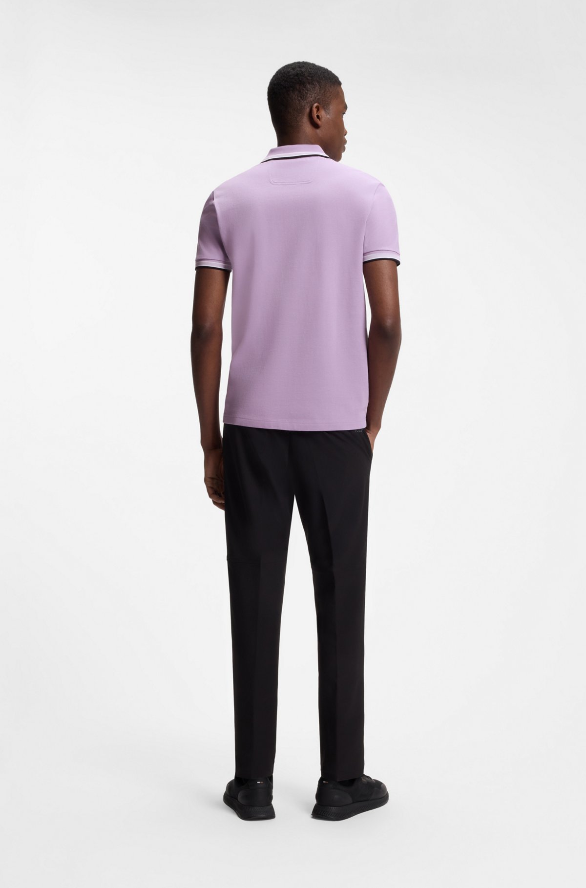 Cotton piqué polo shirt with logo details, Light Purple