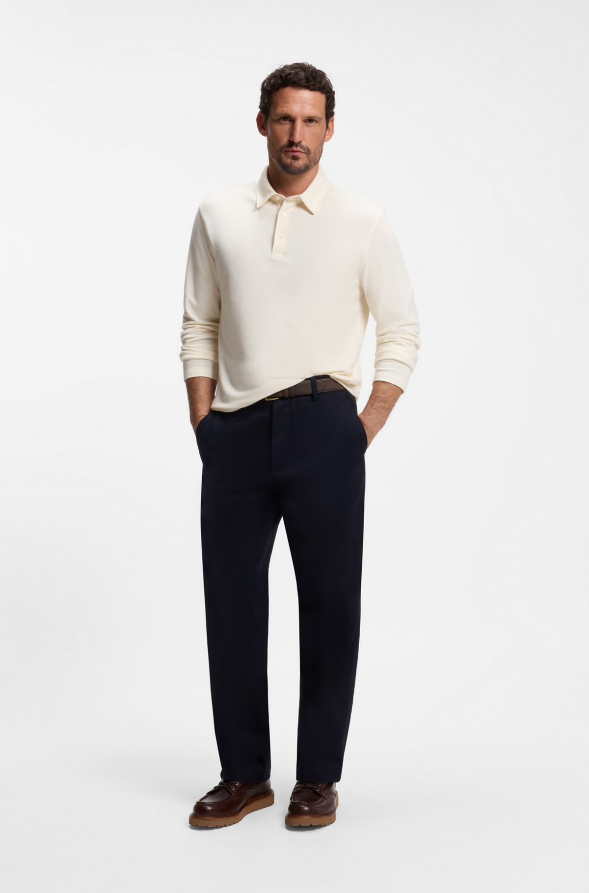 BOSS BY BECKHAM polo shirt in cotton and silk, Natural