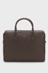 Grained document case with logo lettering, Dark Brown