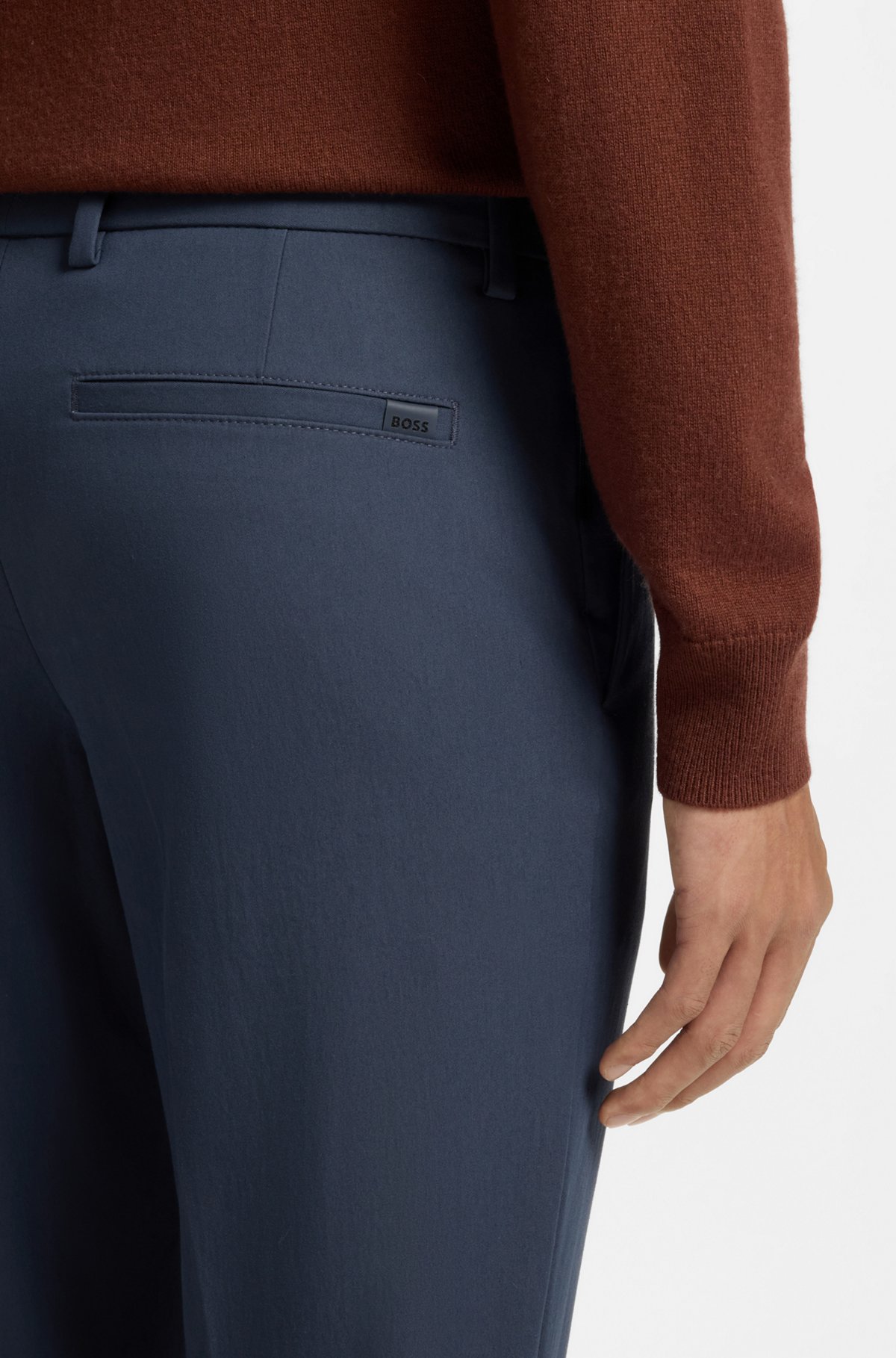 Slim-fit trousers in four-way stretch fabric, Dark Blue