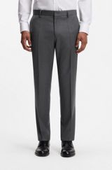 BOSS ONE Slim-fit trousers in virgin-wool serge, Dark Grey