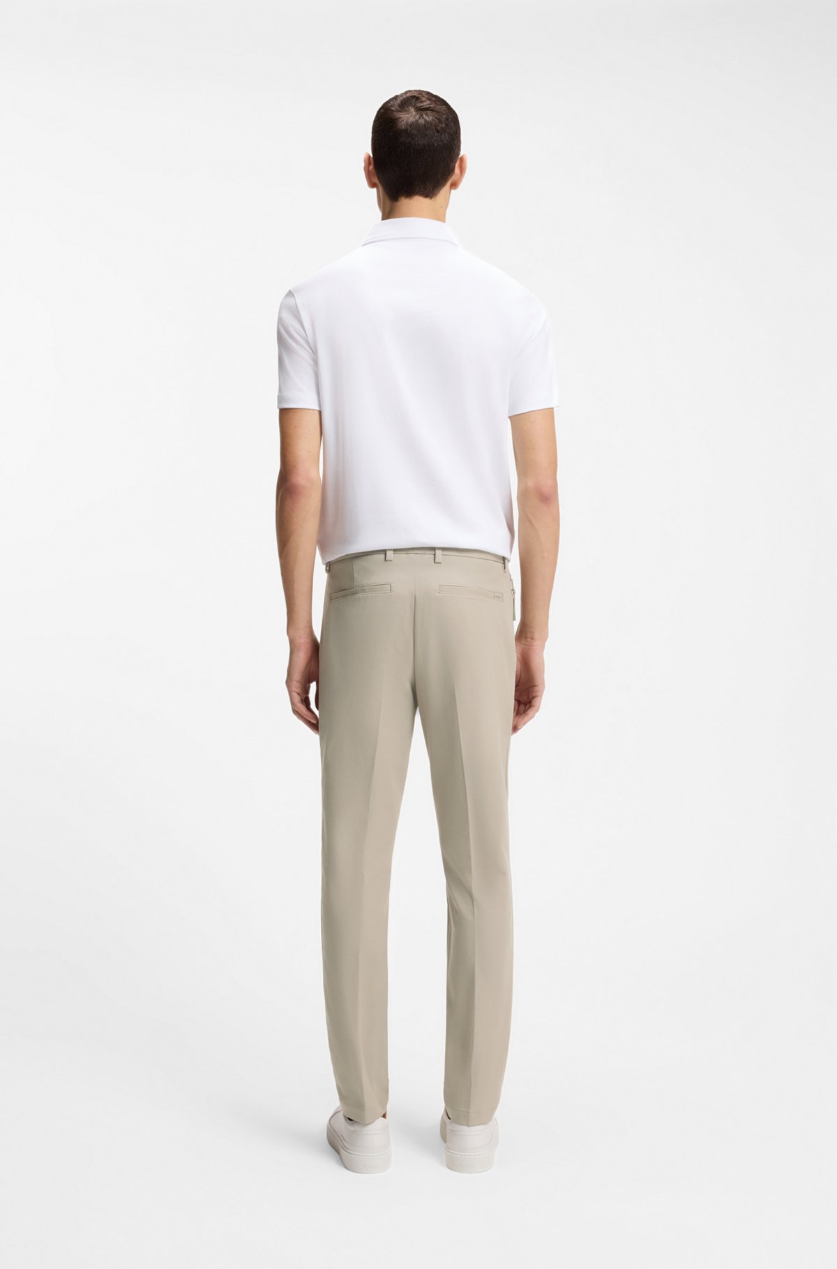 Slim-fit trousers in four-way stretch fabric, Light Beige