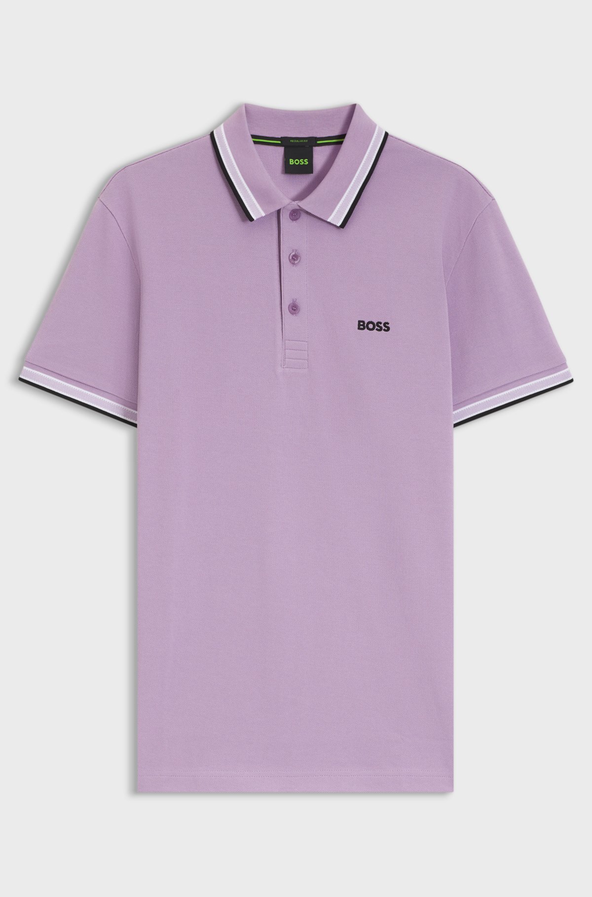 Cotton piqué polo shirt with logo details, Light Purple