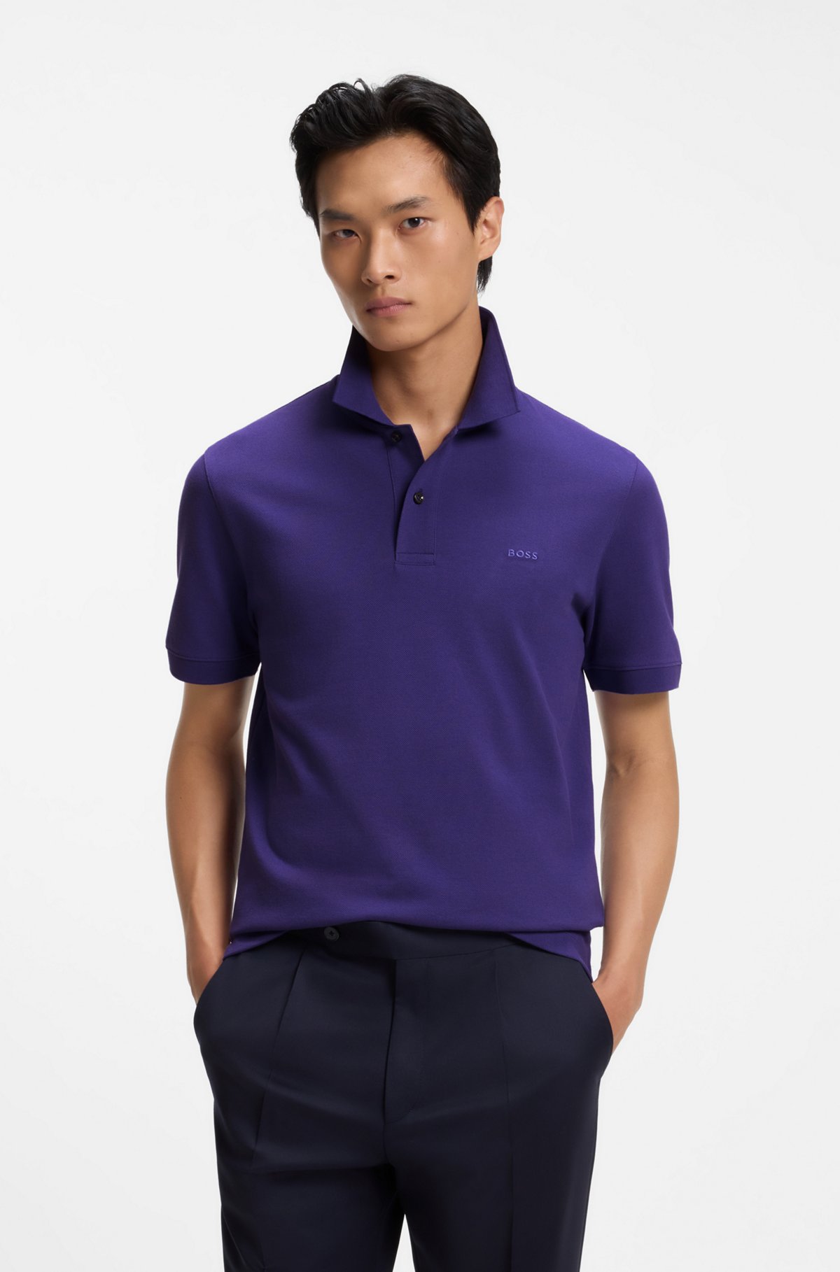 Versatile polo shirt in soft cotton, Purple