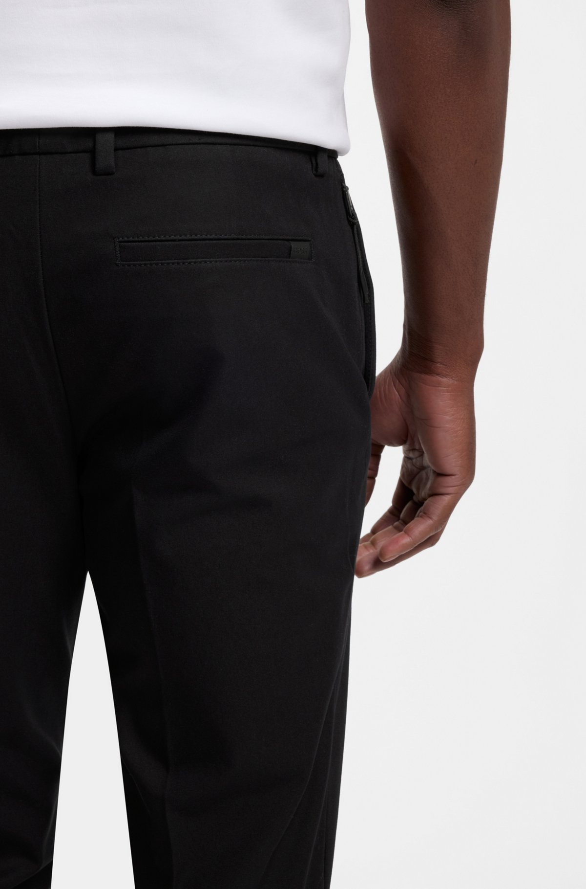 Slim-fit trousers in four-way stretch fabric, Black