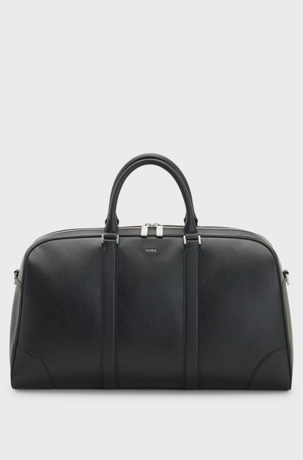 Recycled-leather holdall, Black