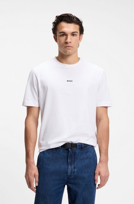 Stretch-cotton T-shirt, White