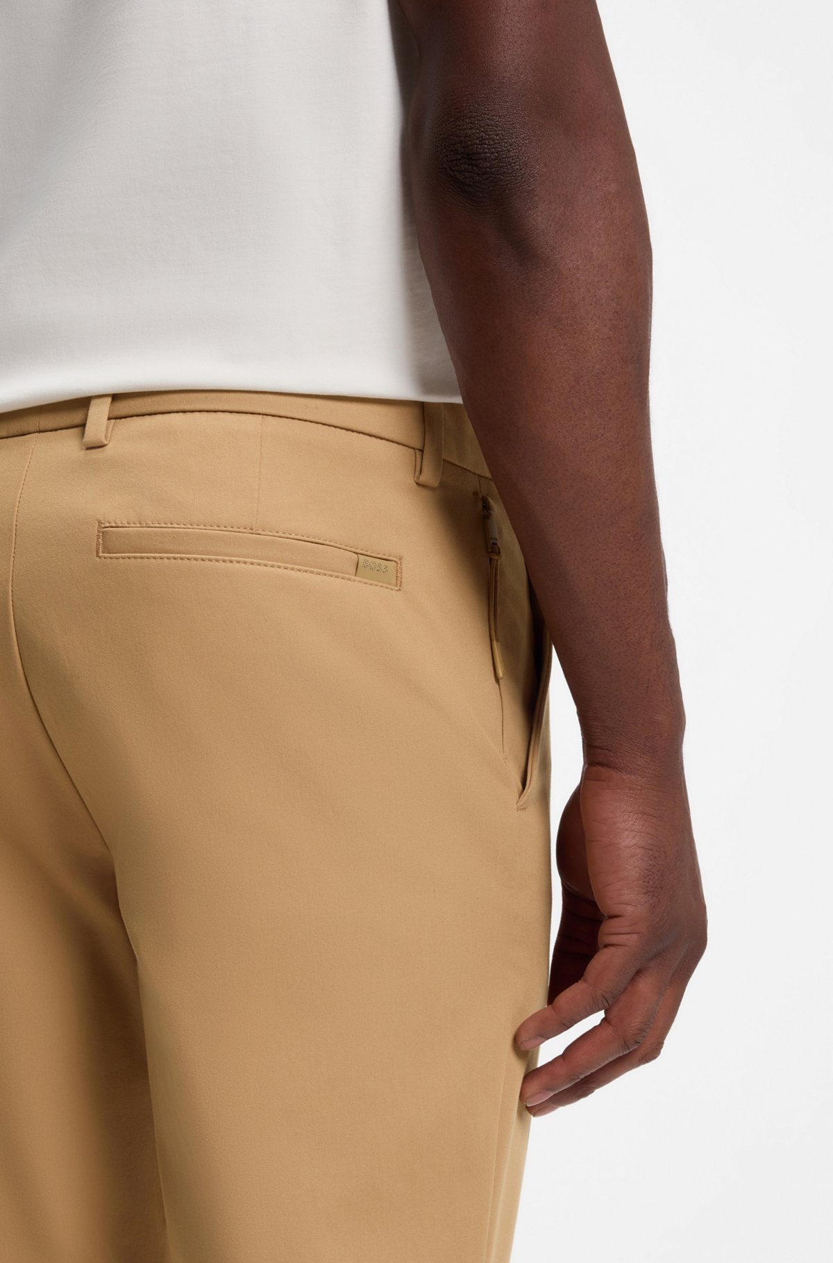 Slim-fit trousers in four-way stretch fabric, Beige