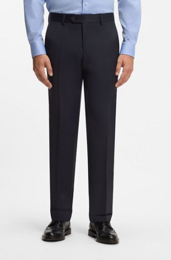 BOSS BY BECKHAM slim-fit suit trousers in wool and cashmere, Dark Blue