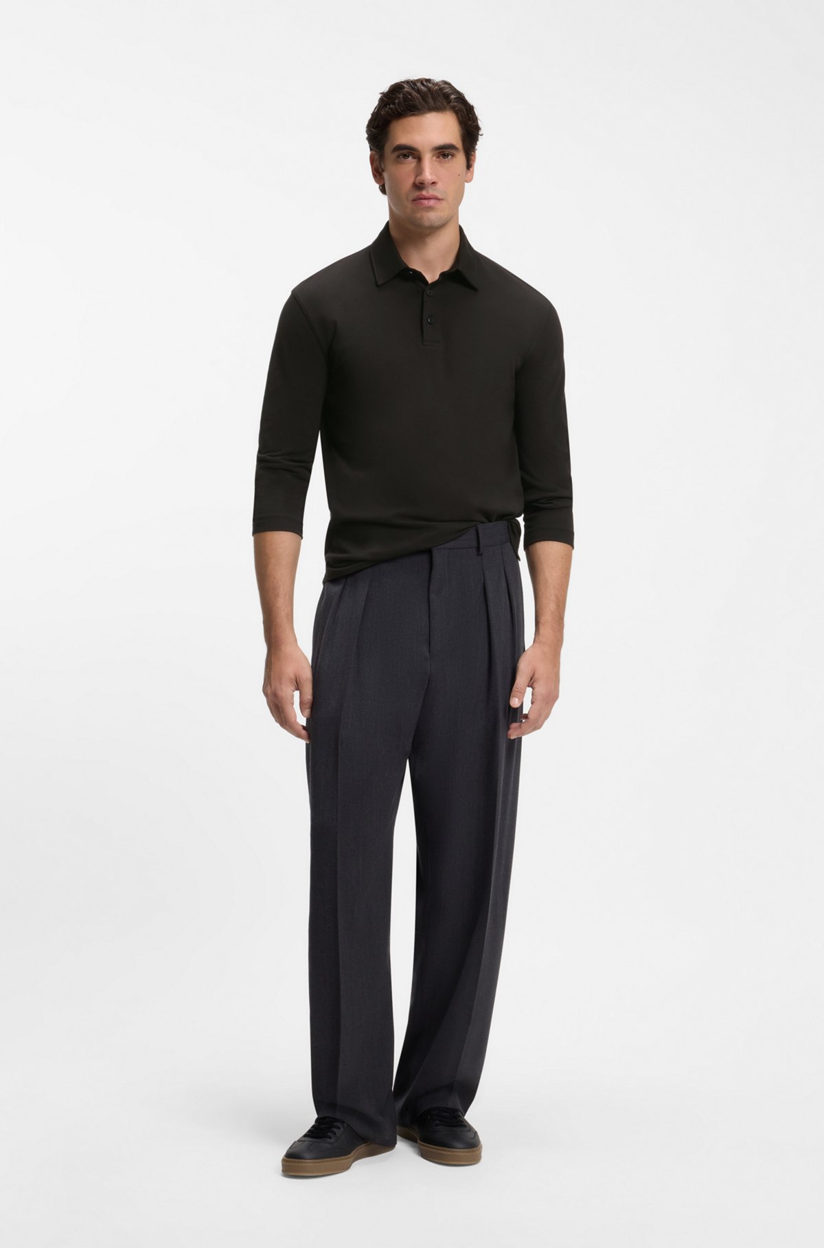 BOSS BY BECKHAM polo shirt in cotton and silk, Black