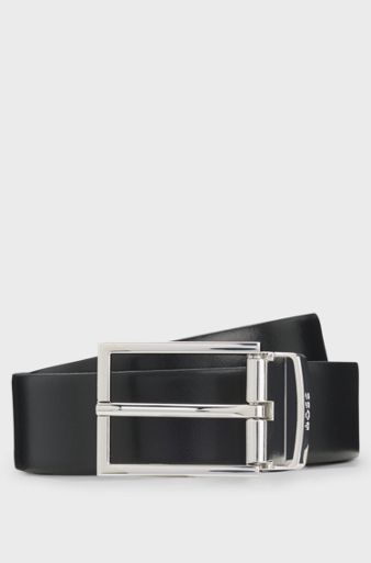 Reversible Italian-leather belt, Black