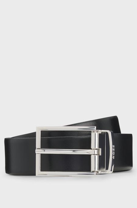 Reversible Italian-leather belt, Black