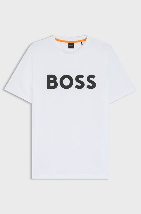 Cotton-jersey T-shirt with large logo print, White