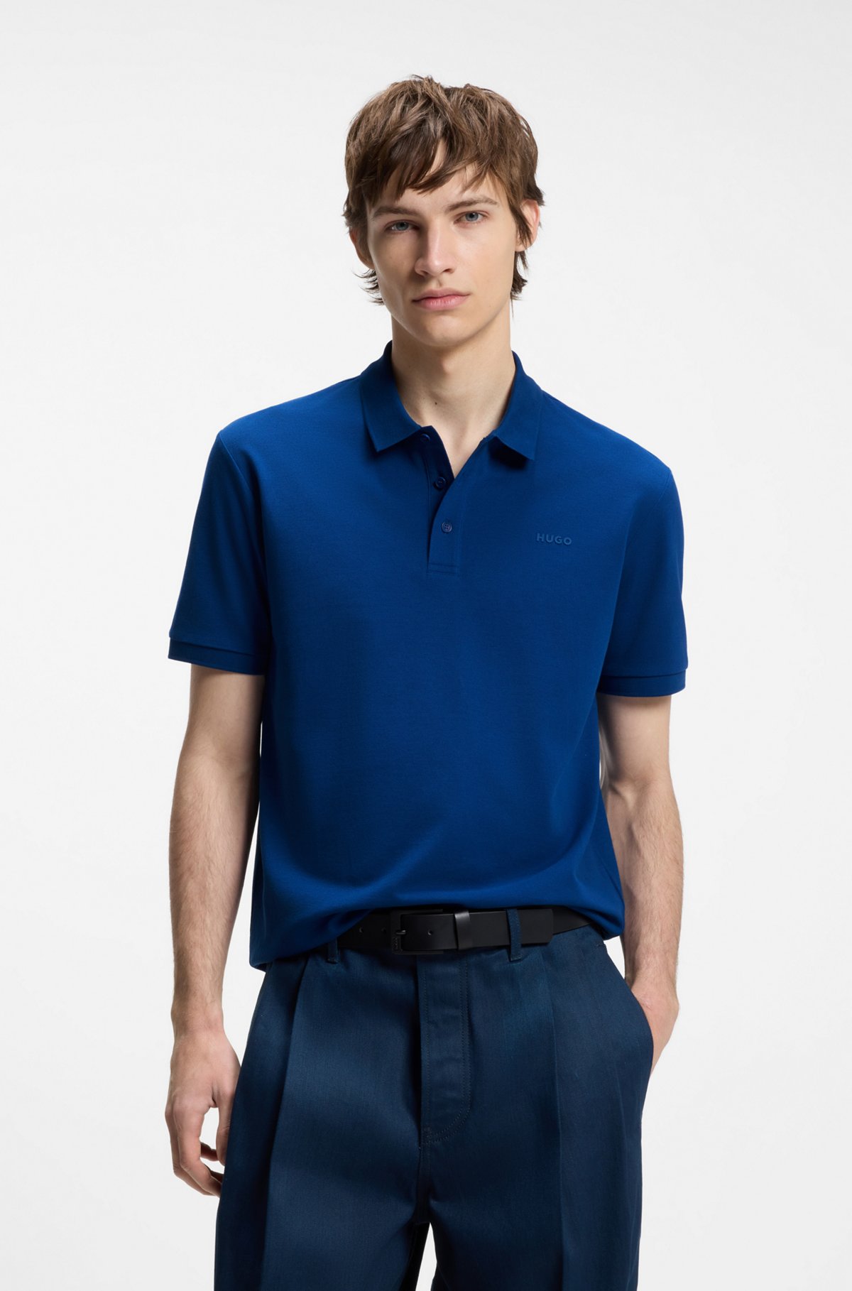 Cotton polo shirt, Blue
