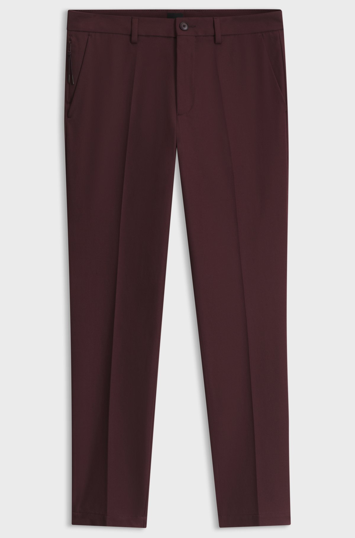 Slim-fit trousers in four-way stretch fabric, Brown