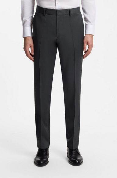 BOSS ONE Regular-fit trousers in virgin-wool serge, Dark Grey
