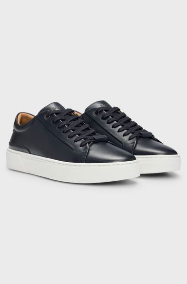 Gary leather trainers, Dark Blue
