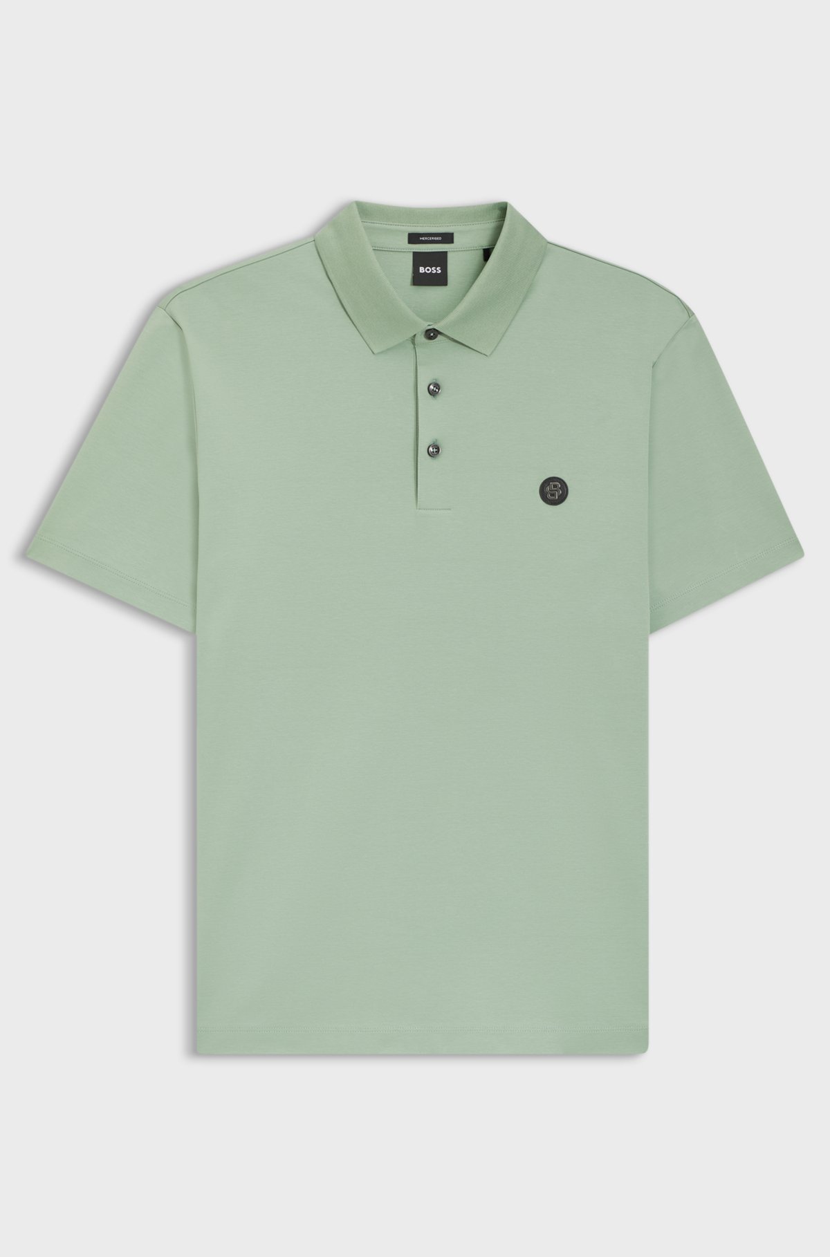 Polo shirt in mercerised cotton with Double B monogram, Light Green