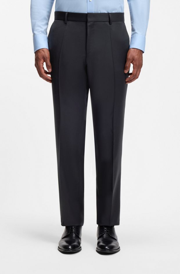 BOSS ONE Slim-fit trousers in virgin-wool serge, Dark Blue