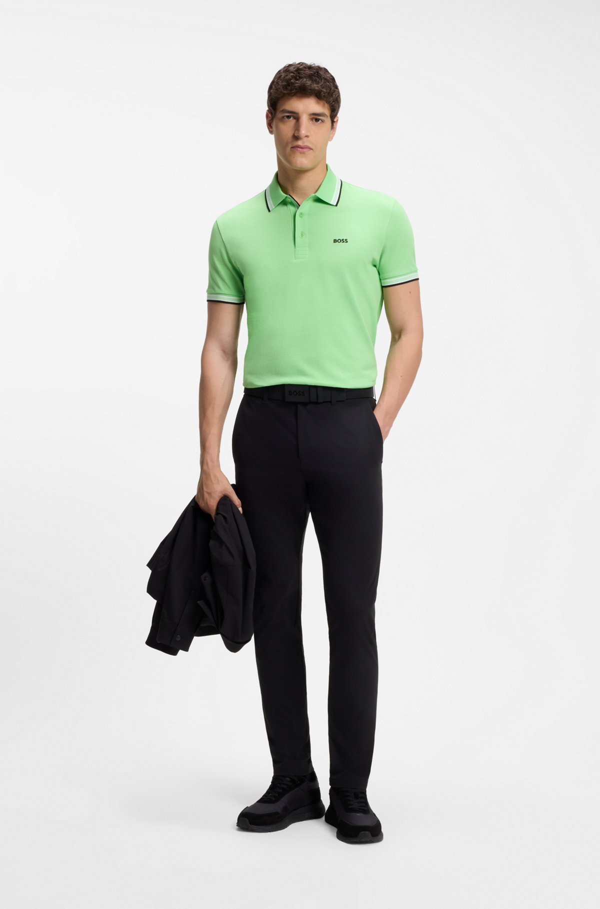 Cotton piqué polo shirt with logo details, Green