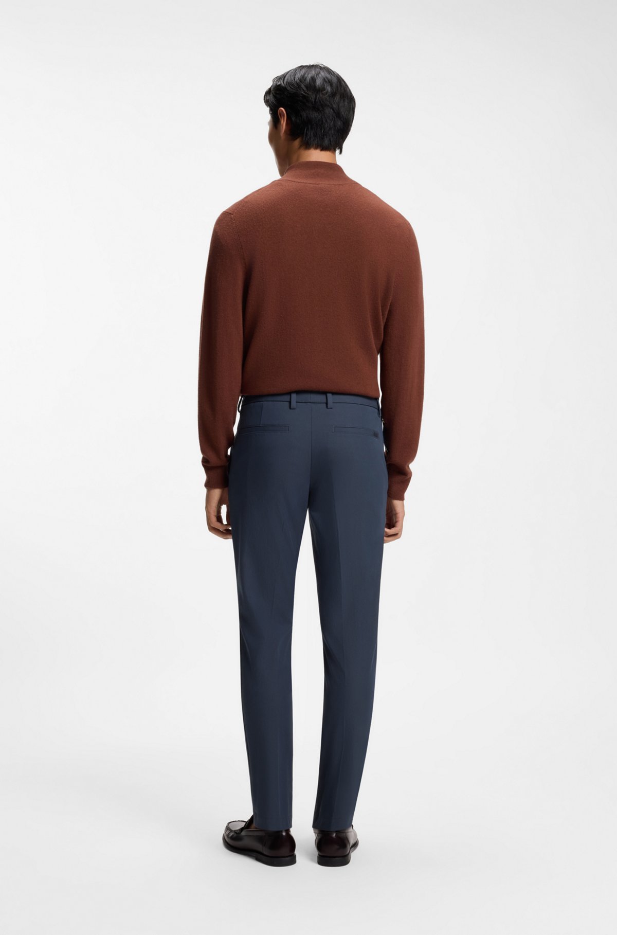 Slim-fit trousers in four-way stretch fabric, Dark Blue