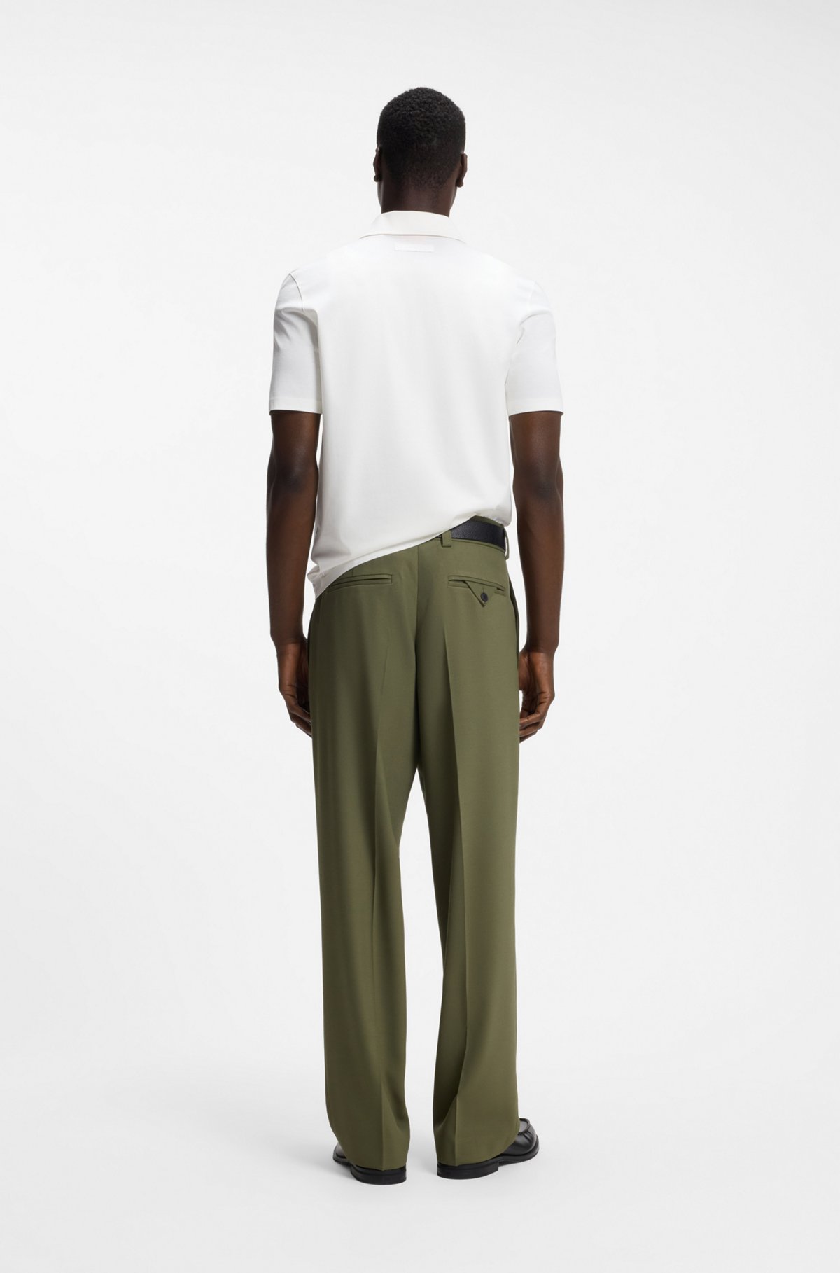 Slim-fit polo in mercerized cotton, Natural