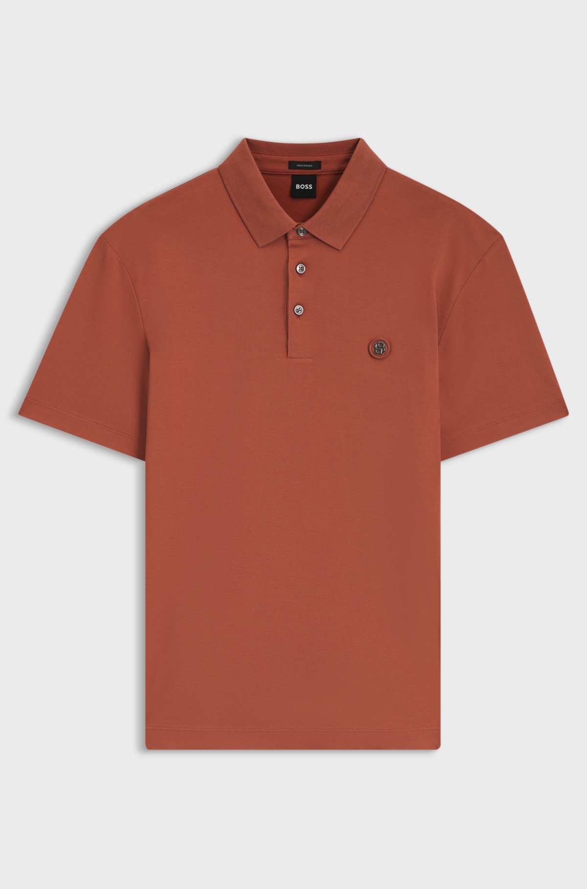 Polo shirt in mercerised cotton with Double B monogram, Orange