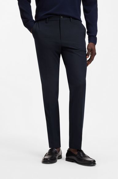 Slim-fit trousers in four-way stretch fabric, Dark Blue