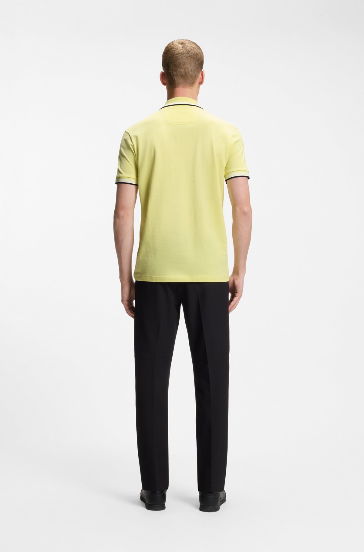 Cotton piqué polo shirt with logo details, Light Yellow